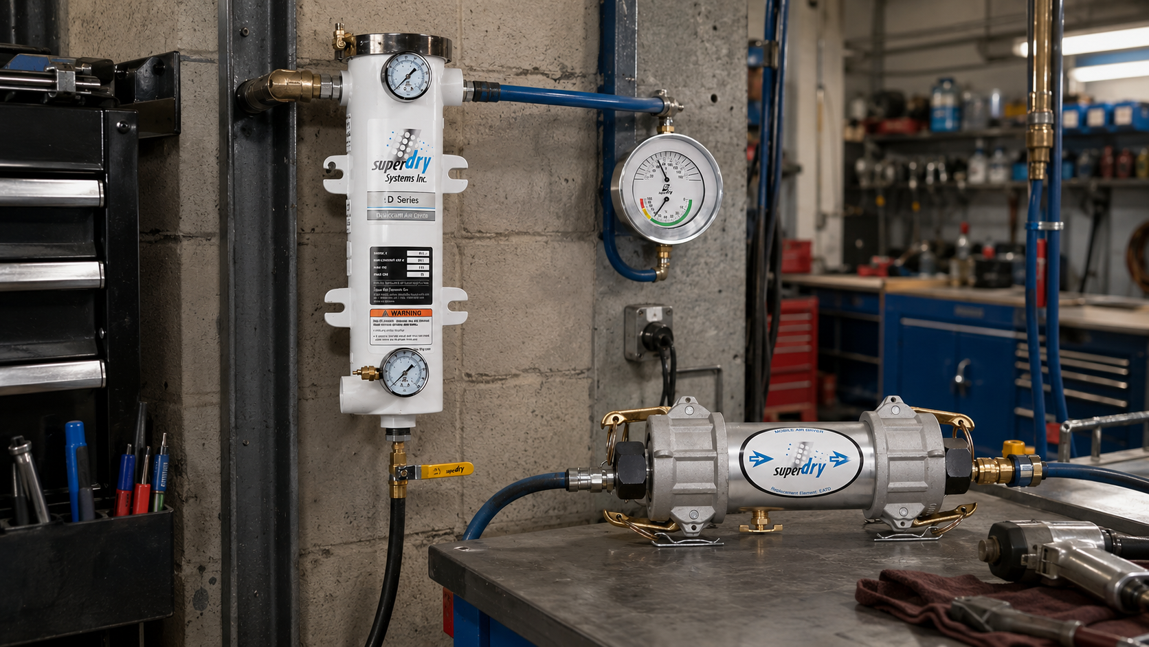 Super-Dry industrial desiccant air dryer in operation